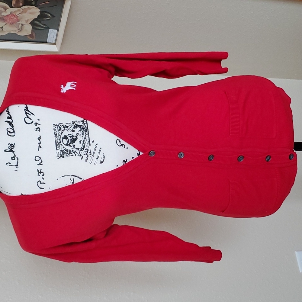 Abercrombie & Fitch School Cardigan Sweater Red Size SMALL